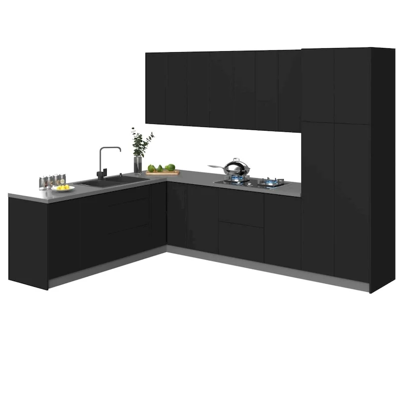 Black Kitchen Cabinet Base Unit — 8x10 Ft Wide (126