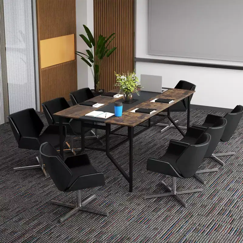 Costway 1/2 PCS 6 FT Conference Table with Cable Grommet & Storage Shelf for Meeting Room Office