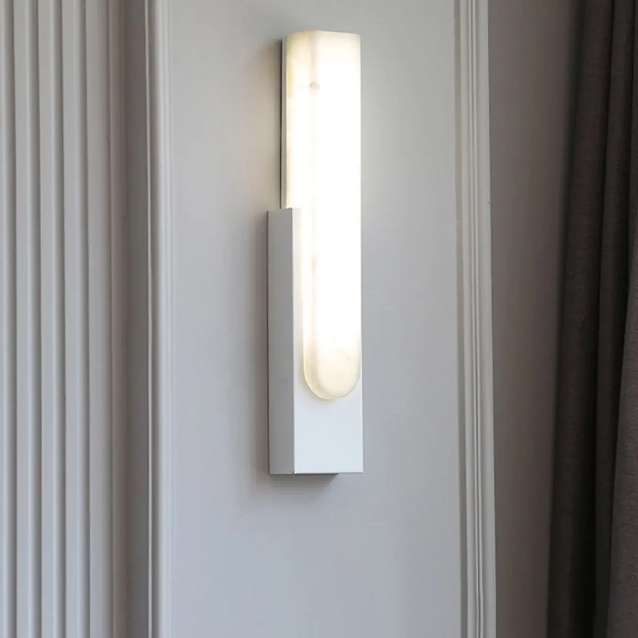Modern White Stone Metal Wall Sconce Warm Light LED