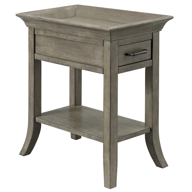 Smoke Grey / Chocolate Cherry 1-Drawer Rectangle End Table with Shelf, Single
