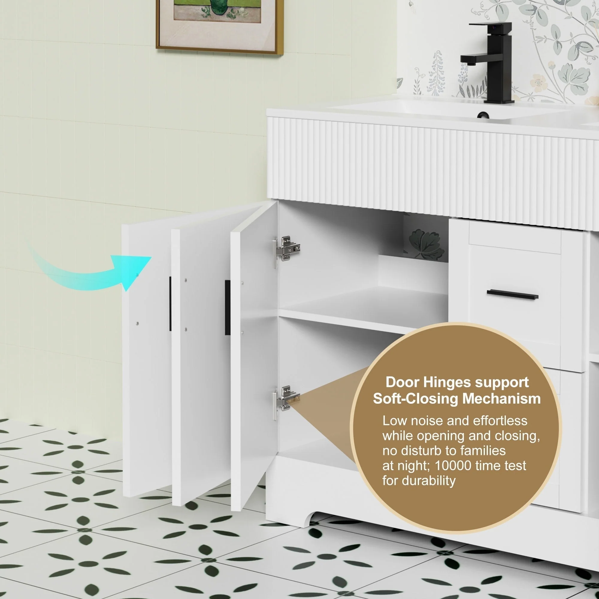 Wavy Line 30/36/48 Bathroom Vanity Set with Sink & Faucet