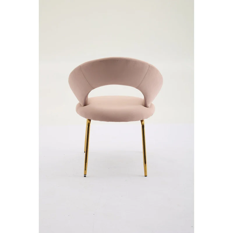 Velvet Dining Chair with Curved Backrest - Gold Legs - Single Seat