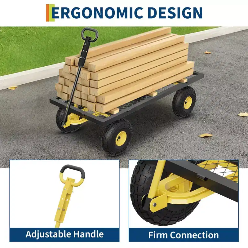 900LBS Heavy Duty Garden Cart - 10 Pneumatic Tires Utility Wagon with Removable Sides (1-Piece)