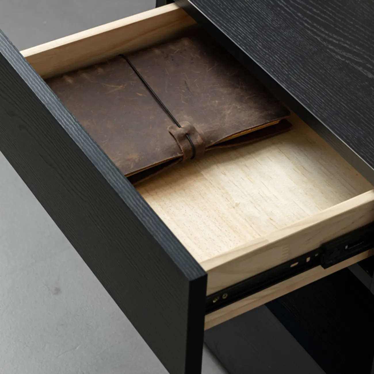 Modern Pine Wood 2 Drawer Nightstand with Lighting