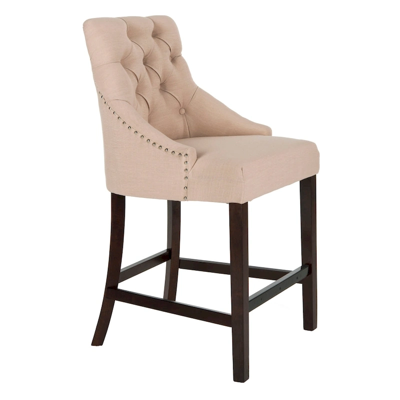 SAFAVIEH Dottie 26-inch Tufted Wing Back Counter Stool - Grey / Espresso (Set of 2) - 22.5  x 25  x 41  - 22.5  x 25  x 41