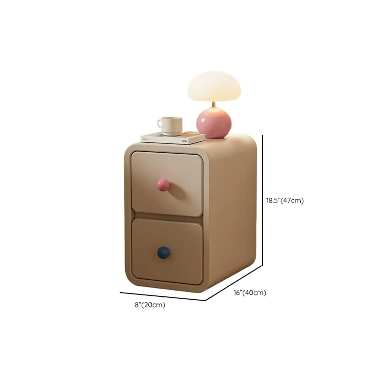 Narrow Rectangular Wood Nightstand with Drawers