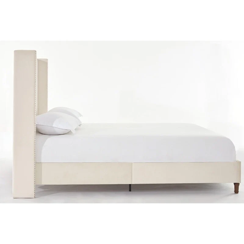 CUSchoice 54 High Headboard Upholstered Queen/King Bed (No Box Spring Needed)