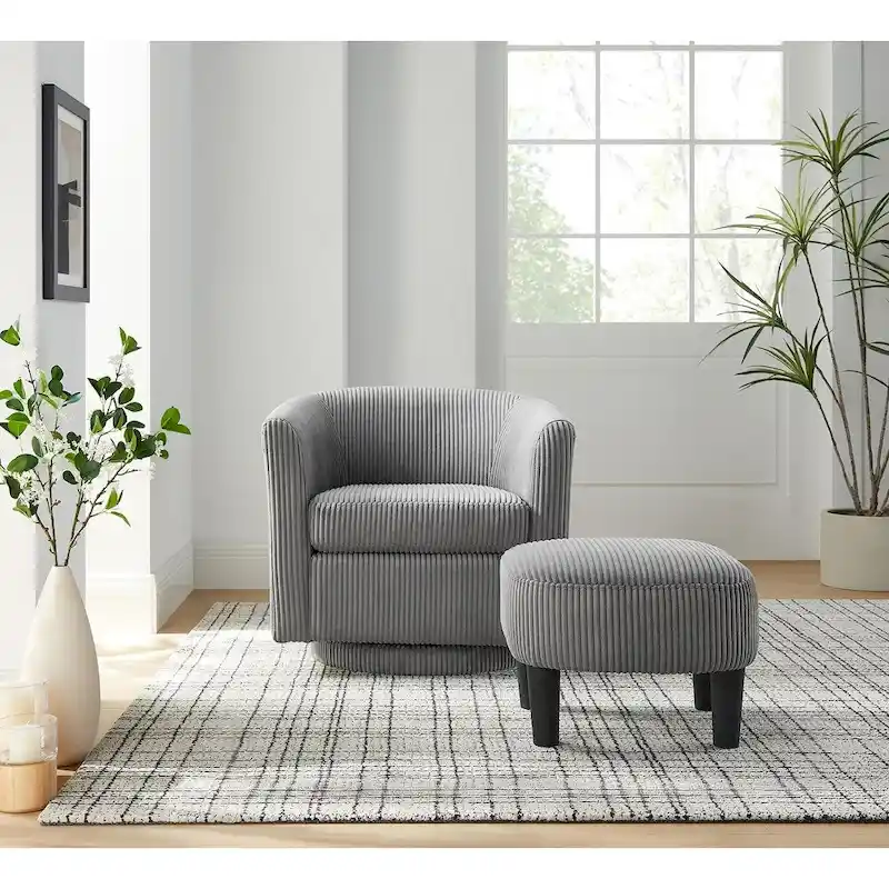 Swivel Accent Single Sofa Chair with Ottoman