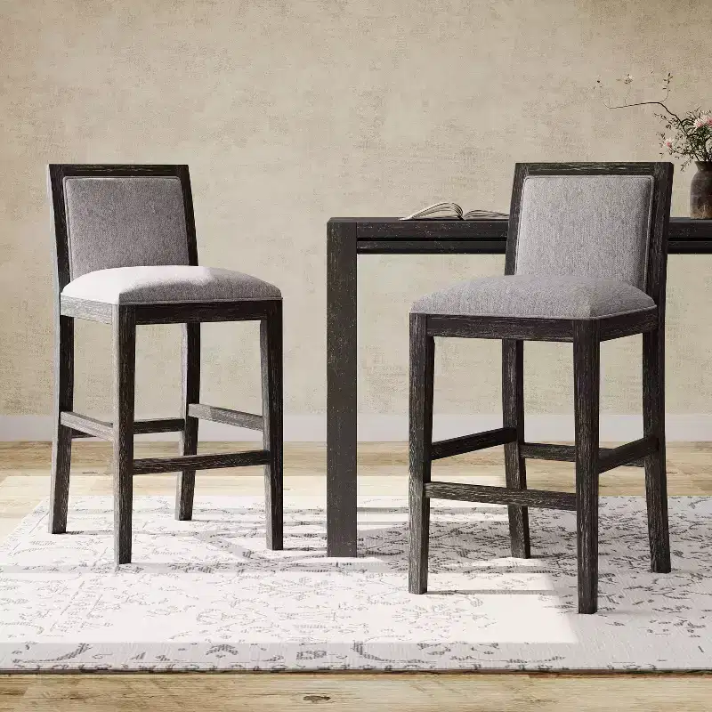 TUYOHW Upholstered Counter Height Bar Stools Set of 2,Accent Chair with Rubber wood Frame,Bar Chairs for Kitchen Island,Home Office,Dining Room