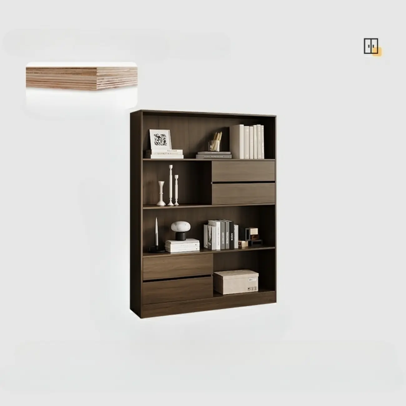 Contemporary Wood Multi-Shelf Black Storage Bookcase