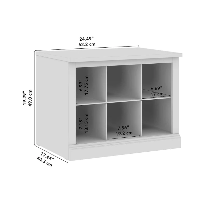 Woodland 24W Small Shoe Bench with Shelves by Bush Furniture