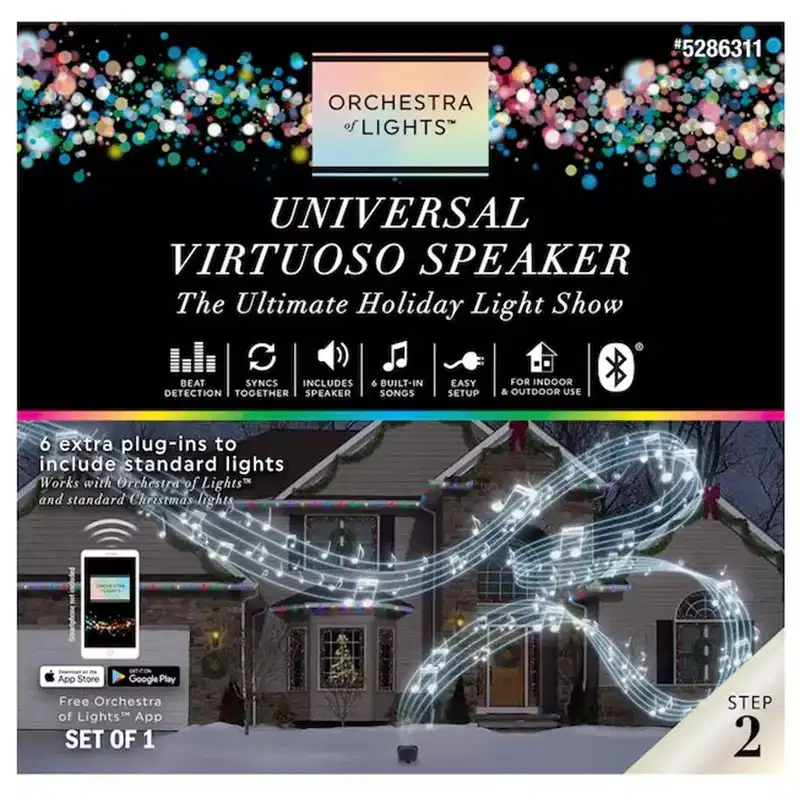 Gemmy Orchestra of Lights 1Watt Smart Bluetooth Outdoor Speaker in Black 1 Speaker