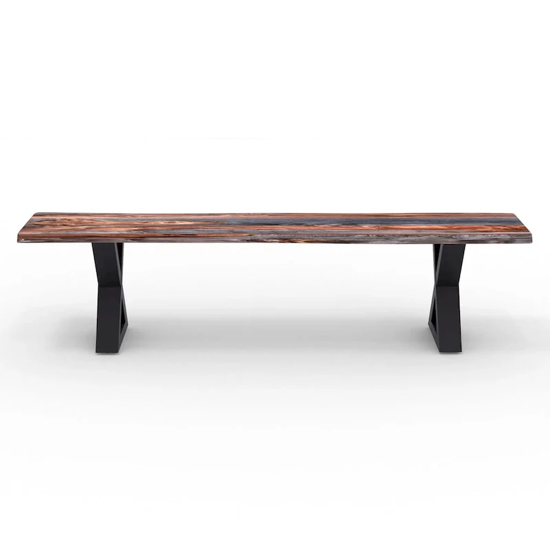 Solid Wood Bench with Metal X Legs