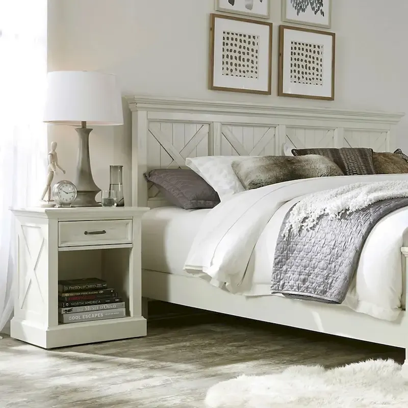 Seaside Lodge Off-White 2-Piece King Headboard and Nightstand Set by homestyles