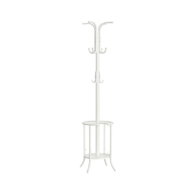 Modern Tall Freestanding Coat Rack with Metal Frame and Umbrella Holder for Home and Office - 15.7D x 15.7W x 68.9H