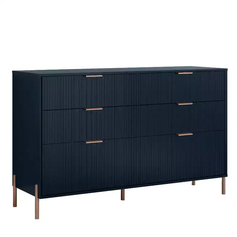 Festivo 4pc Modern Elegance Bedroom Chest and 6 Drawer Dresser and 3 Drawer Nightstands Set