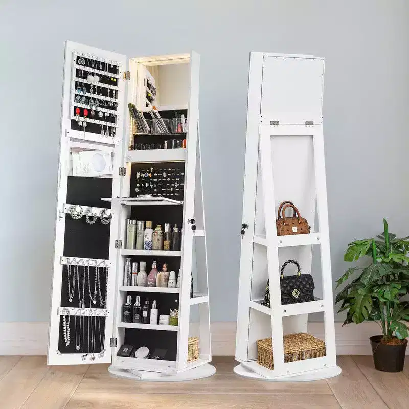 Karl Home 360 Lockable Jewelry Armoire with Full Length Mirror