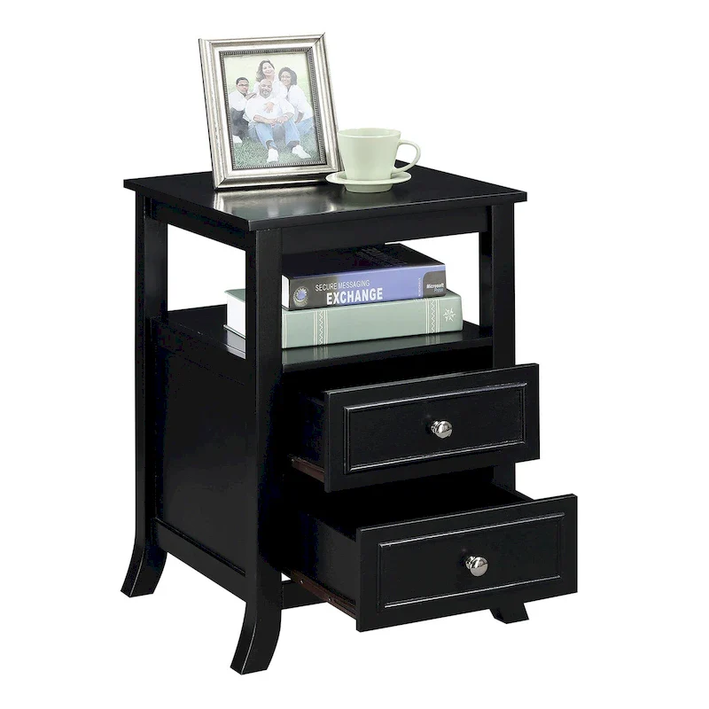 Convenience Concepts Melbourne 2 Drawer End Table with Shelf