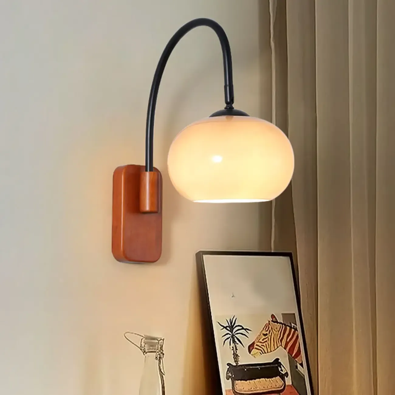 Modern Smoke Grey Wall Sconce with Glass Shade & LED