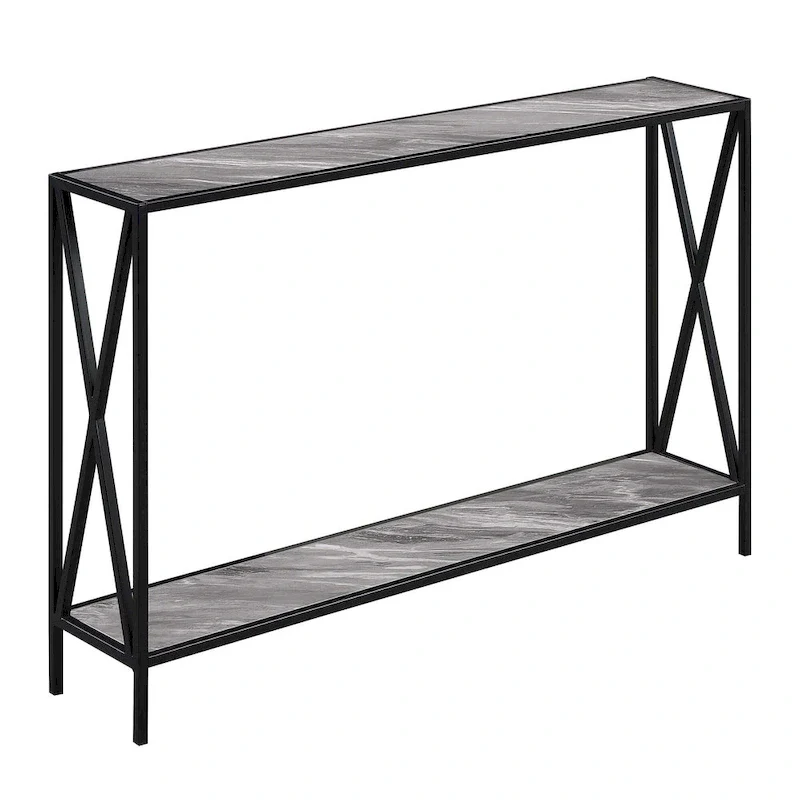 Farmhouse Industrial Console Table with Shelf