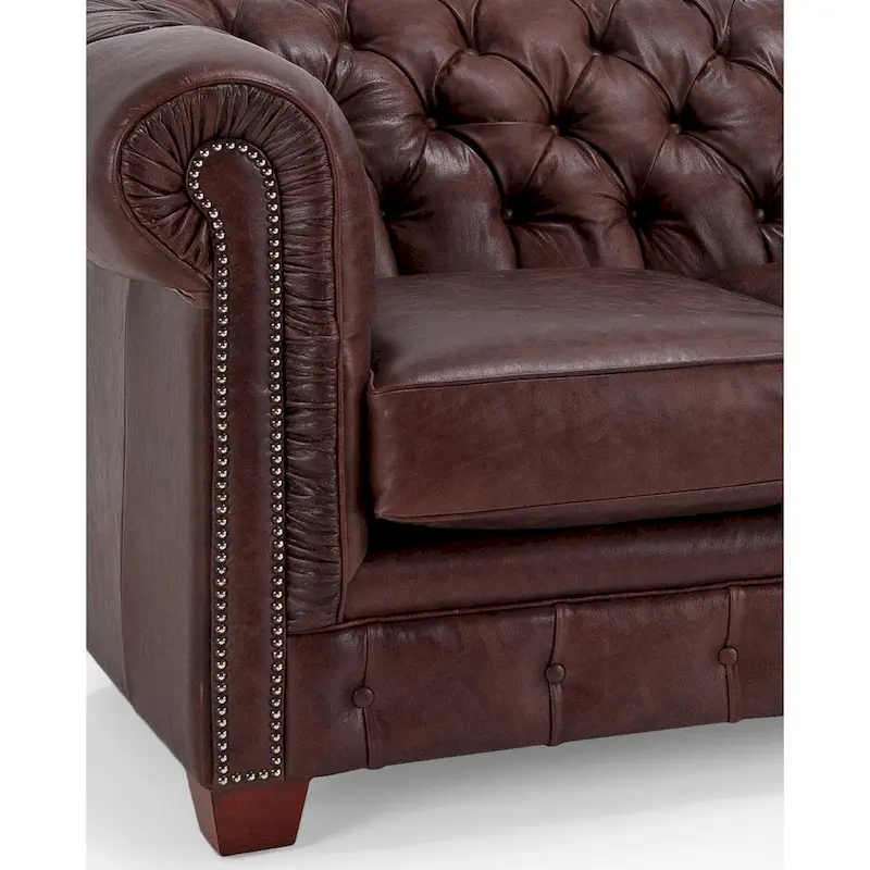 Hancock Tufted Top Grain Italian Leather Chesterfield Sofa - 31  H x 86  W x 40  D