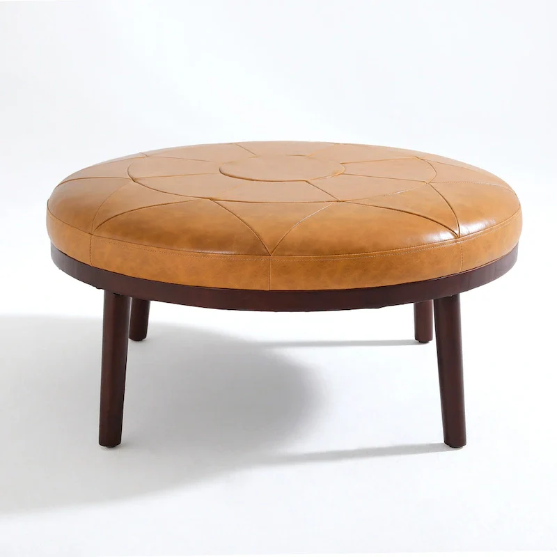 34.5 W Full-Grain Genuine Italian Leather Ottoman by Lumibee