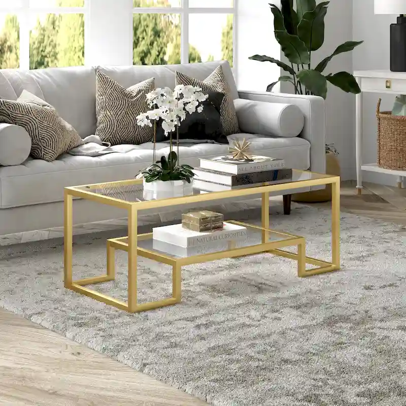 Contemporary Metal and Glass Coffee Table