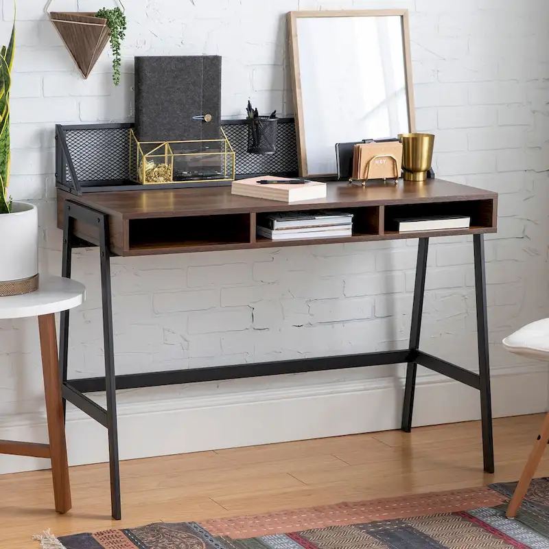 Industrial Writing Desk with Mesh Back - 42 Wide