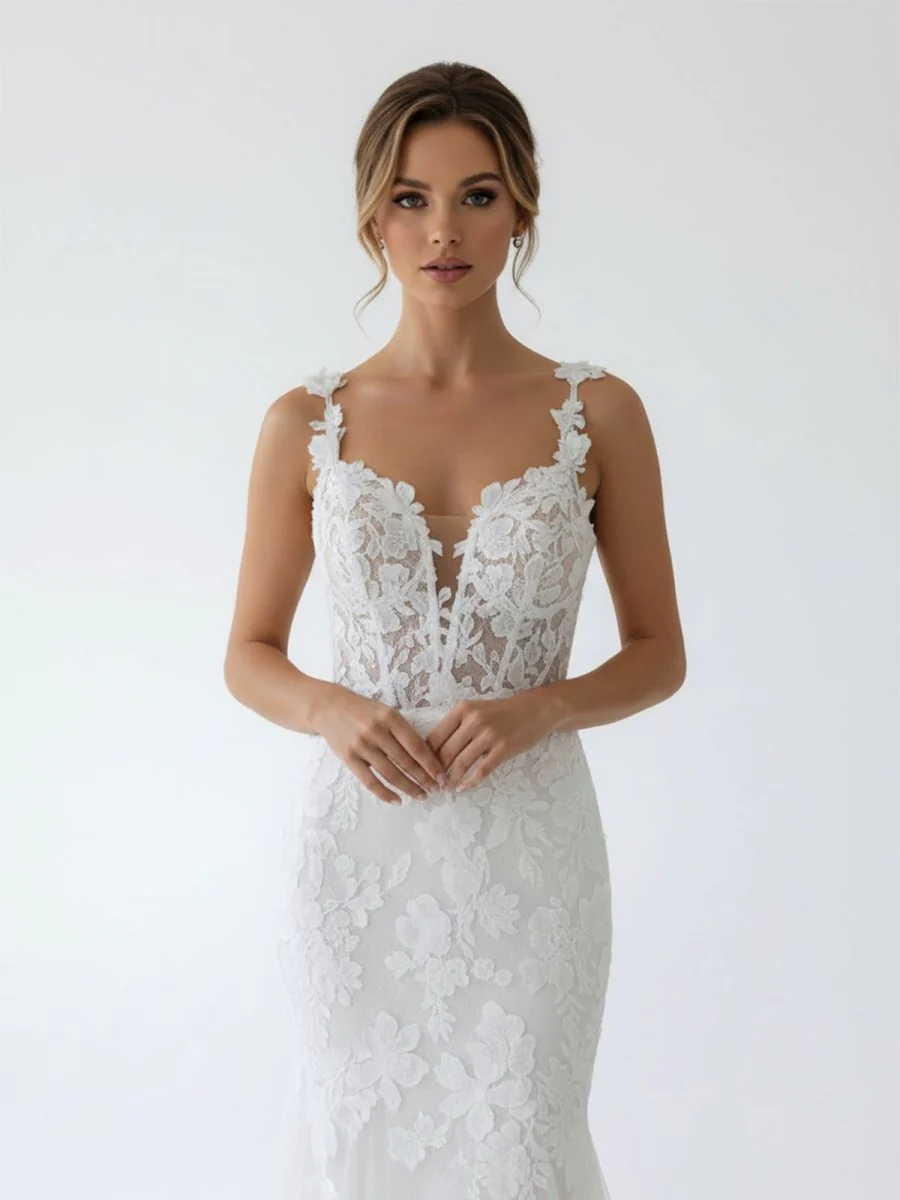 Fairy Mermaid Sweetheart Lace Wedding Dresses with Appliques