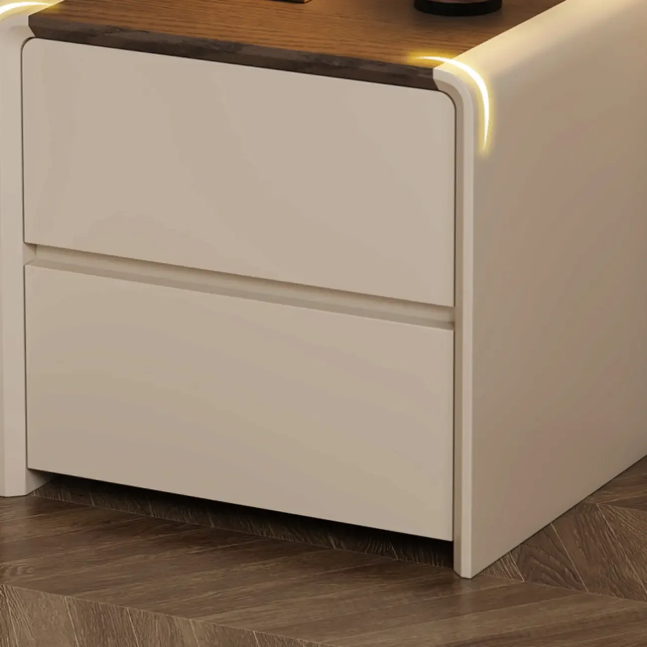 Versatile Modern Faux Leather Wooden Nightstand