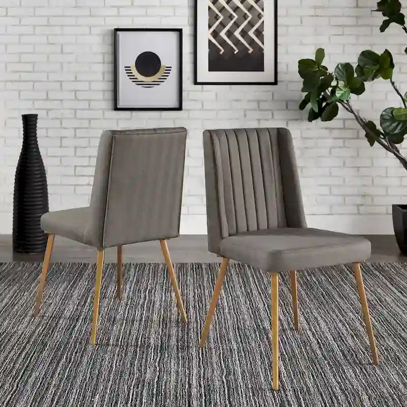 Jose Gold Finish Fabric Dining Chair (Set of 2) by iNSPIRE Q Modern