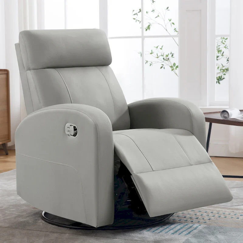 Faux Leather Swivel Rocking Recliner - Single Seater