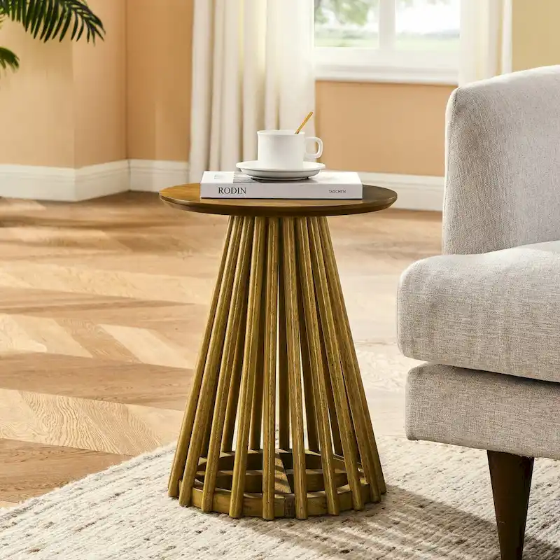Modern Solid Wood Round Coffee Table