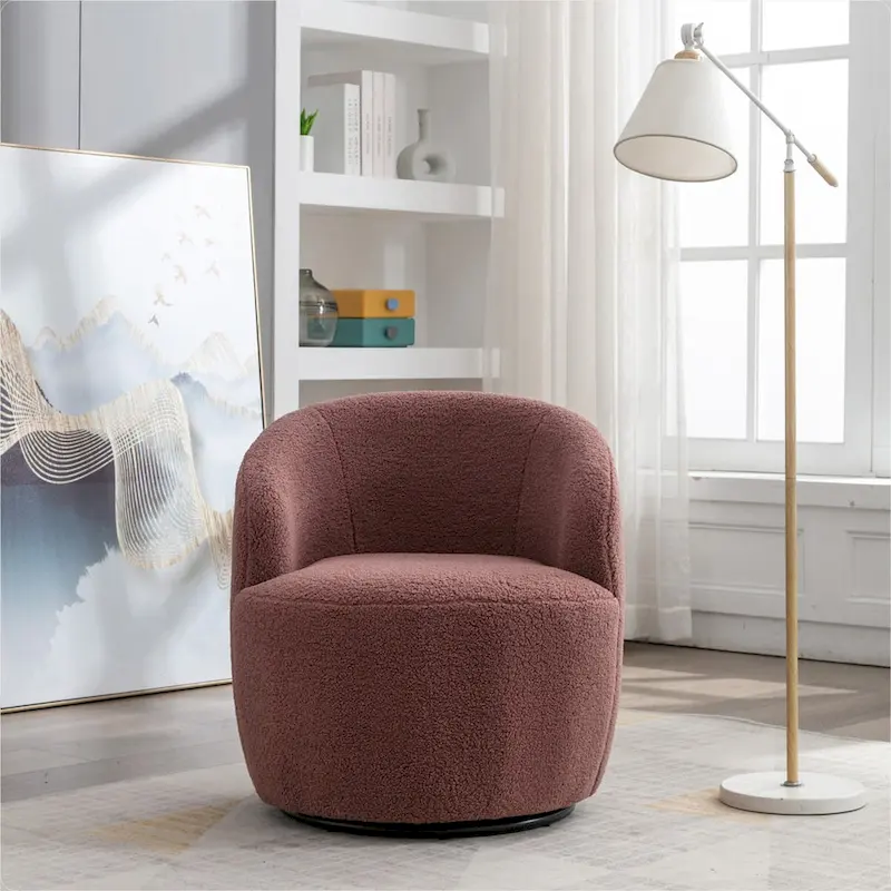 Teddy Fabric Swivel Accent Armchair Barrel Chair