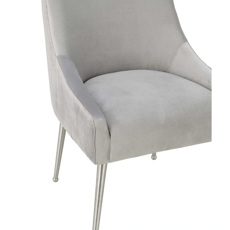 Carson Carrington Tasback Pleated Light Grey Velvet Side Chair