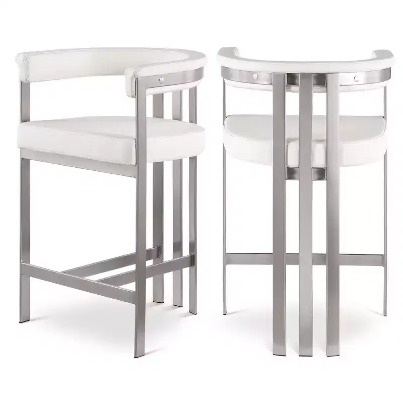 Meridian Furniture,Marcello Cream Vegan Leather Counter Stool, Set of 2