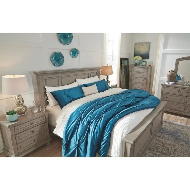 Light Grey Wood Panel Bed