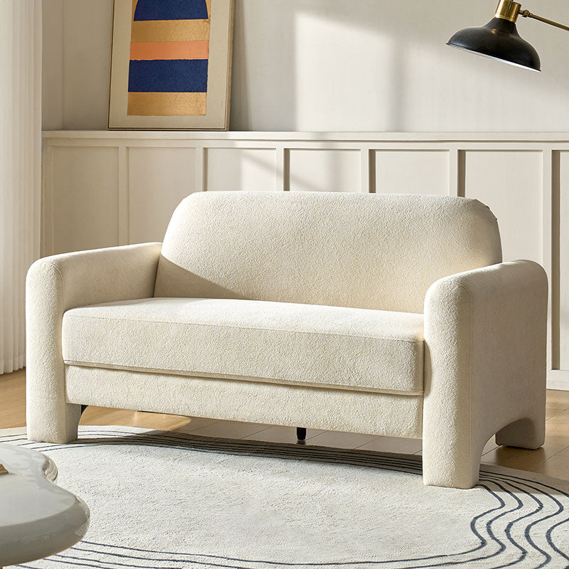 Chenille Loveseat Sofa with Curved Floor-Length Arms | Camel / Gray / Ivory / Orange | Single | 2-Seater
