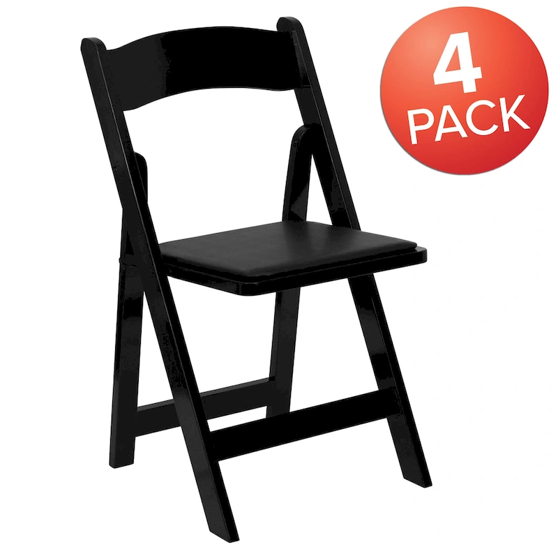 Vinyl-padded Wood Folding Chair (Set of 4)