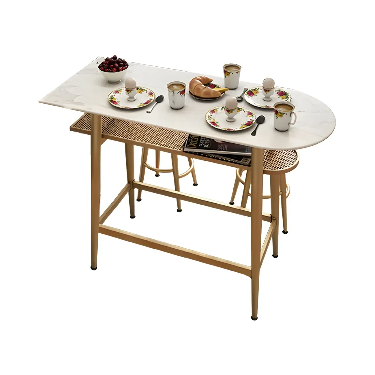 Glam Stone Gold Metal Bar Height Table