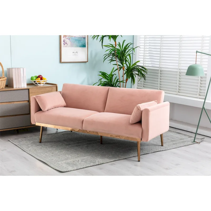 Velvet Upholstered Convertible Loveseats Sleeper Sofa
