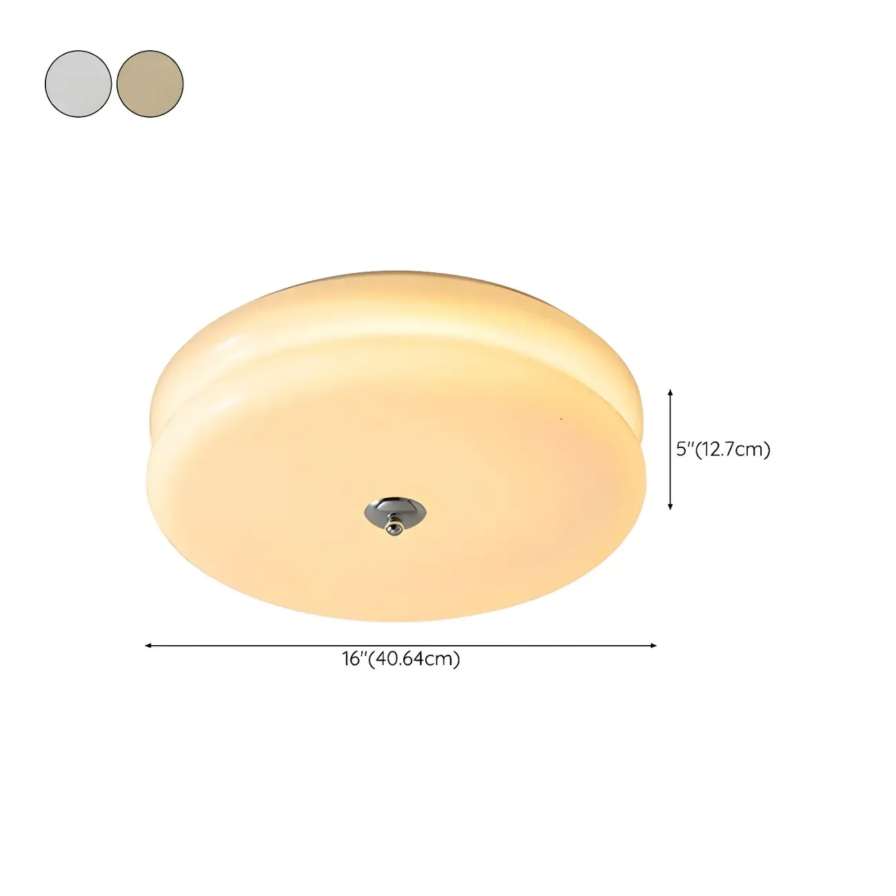 Modern Creamy Round Double-Tier Glass LED Flush Ceiling Light