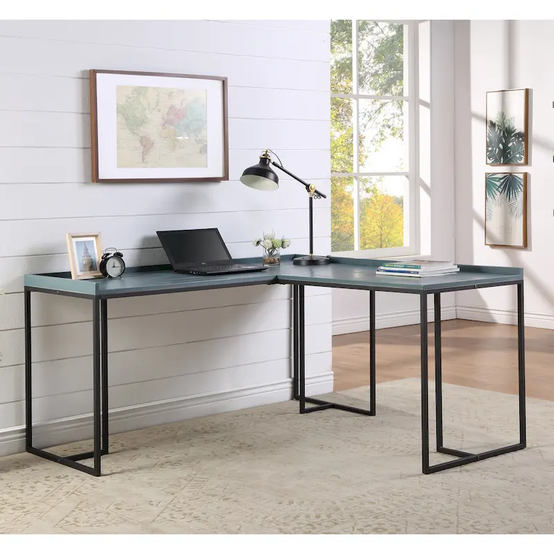 Magnus Industrial 59-inch Metal L-Shape Computer Desk with USB by Furniture of America