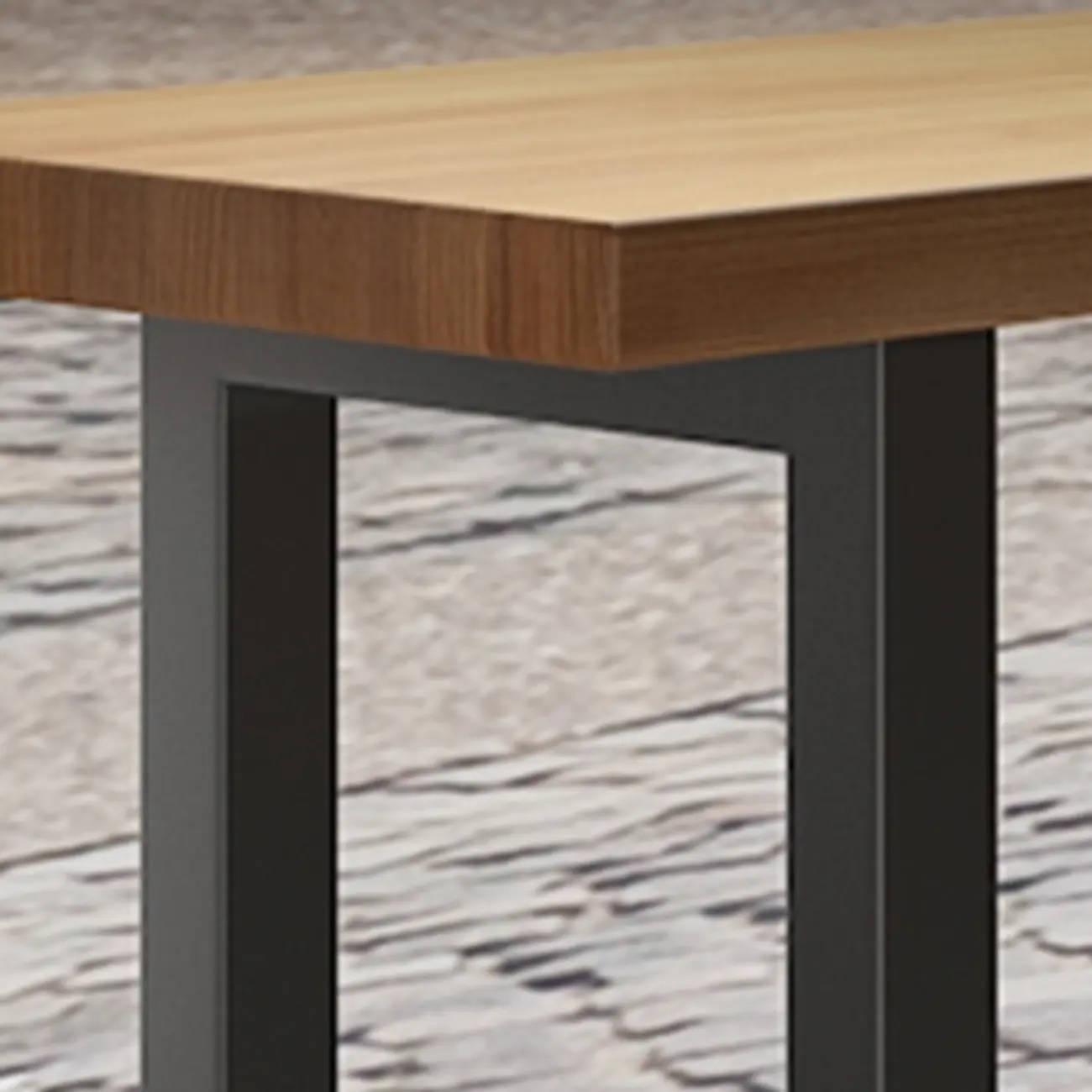 Natural Finish Rectangular Wood Metal Long Trestle Bar Table