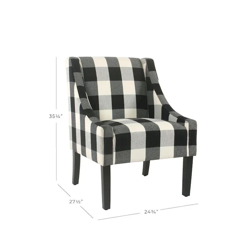 HomePop Modern Swoop Accent Chair - Black Plaid