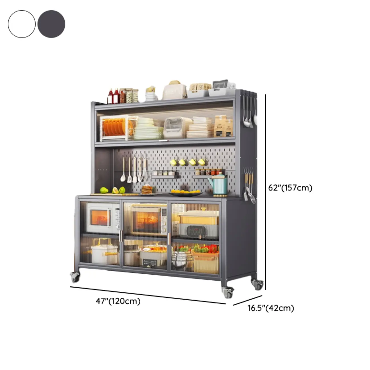 Modern Metal Adjustable Shelving Narrow Sideboard