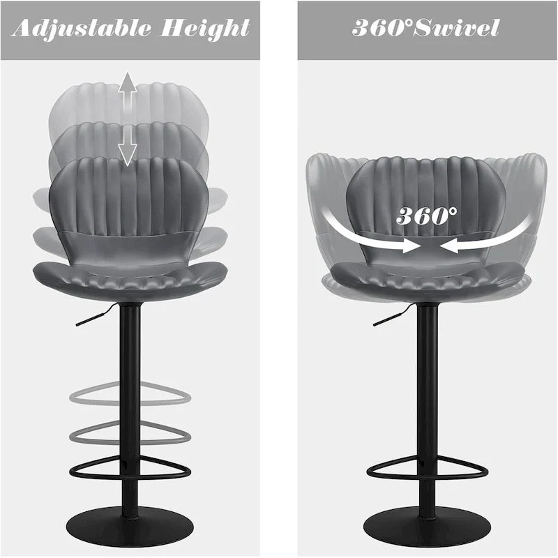Swivel Counter Height Bar Stools, Set of 4 – Black / Grey / White