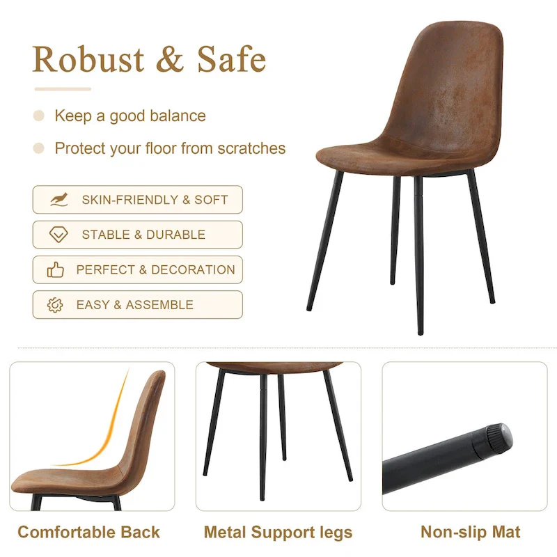 Modern Dining Set with Rectangular Black A-Frame Table & Round Backrest Chairs