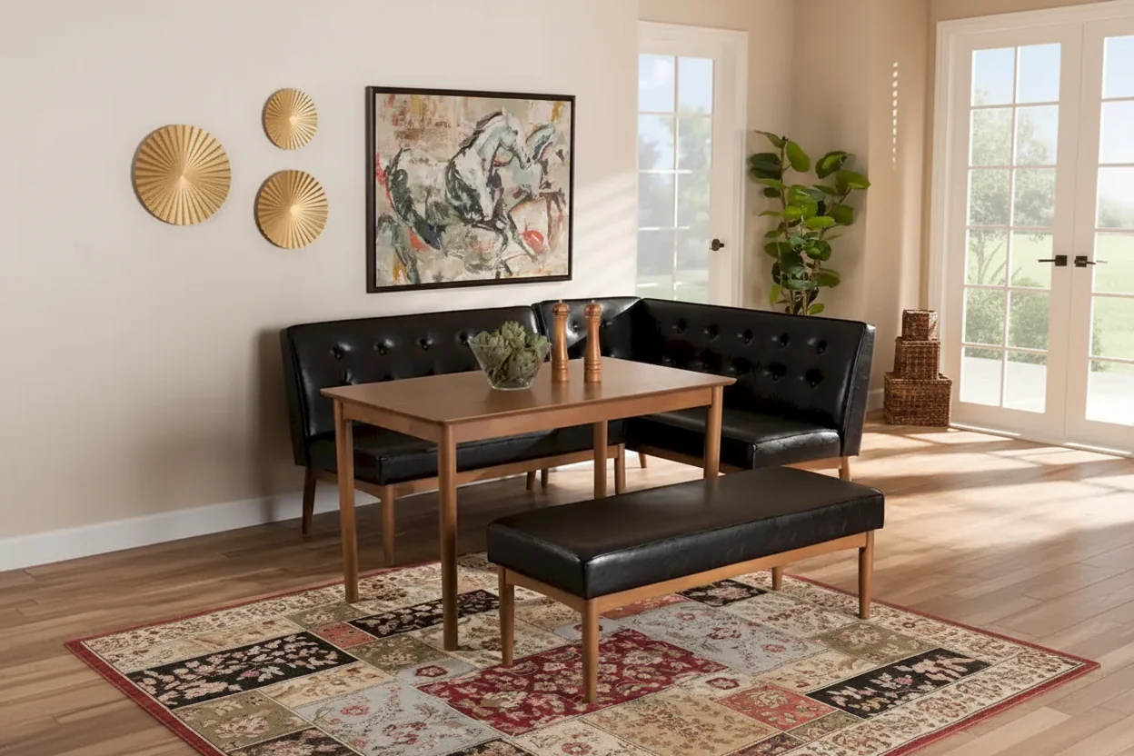 Isaksbo Mid-Century Modern 4-Piece Dining Nook Set