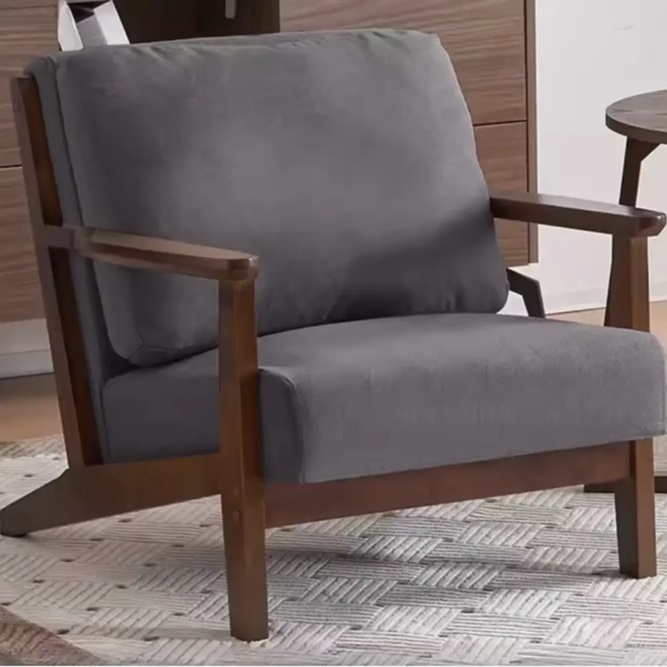 Modern Arm Chair Cotton Linen Living Room